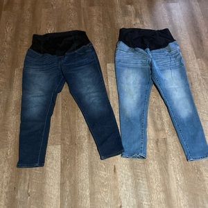 This listing is for two pairs of Isabel maternity jeans size 14.